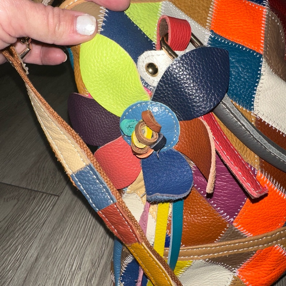 PW Colorful Patchwork Leather Boho Crossbody Bag … - image 2